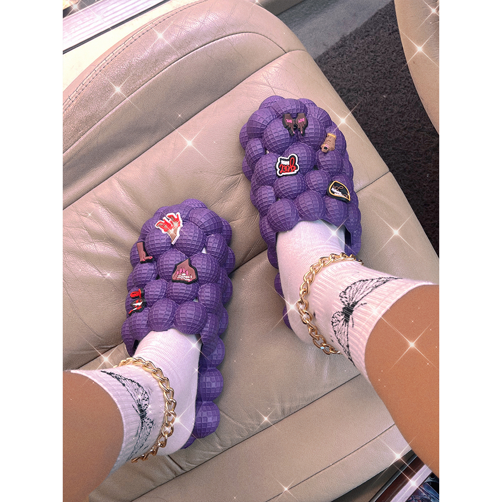Chaussures à bulles de nuage d'été, diapositives à bulles de Massage avec breloques pour femmes