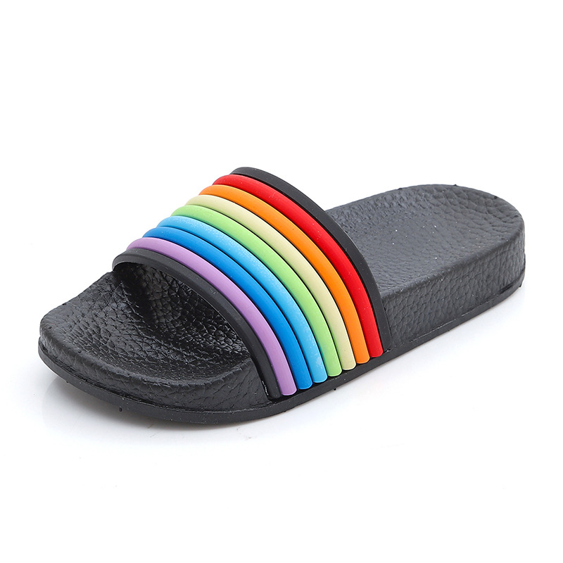 Pantoufles de plage d'été en plein air de couleur arc-en-ciel pour hommes, sandales coulissantes