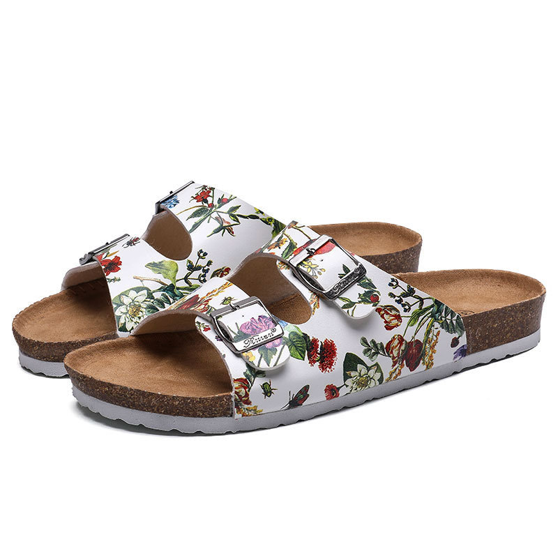 Flora Buckle Strap Hommes et femmes Pantoufles d’été Diapositives unisexes pour sandales de plage pour adultes