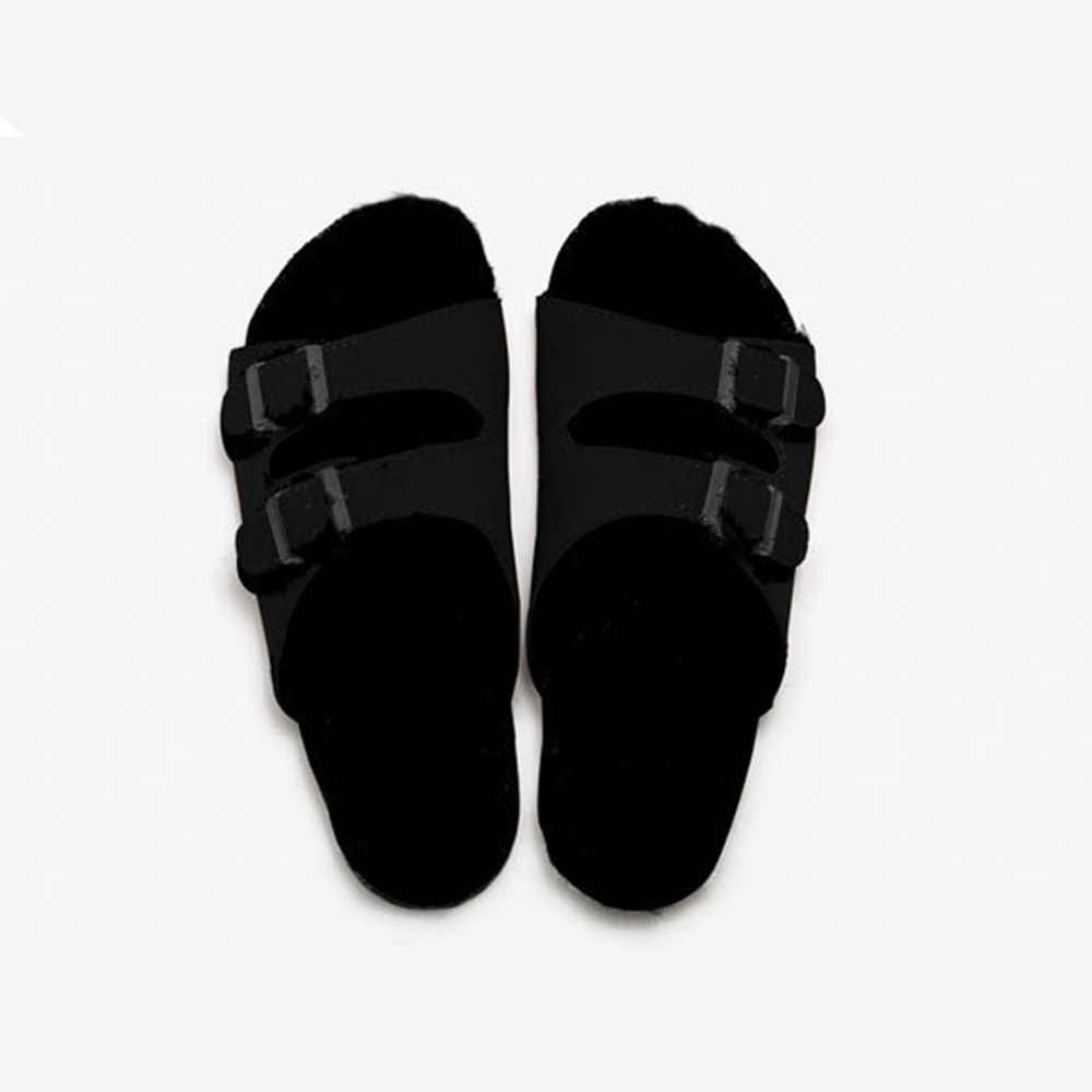 Pantoufles polaires en liège pour femmes et hommes, sandales chaudes d'extérieur en cuir suédé, à Double boucle, à bout ouvert, nouvelle collection automne hiver