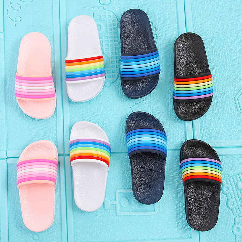 Pantoufles de plage d'été en plein air de couleur arc-en-ciel pour hommes, sandales coulissantes