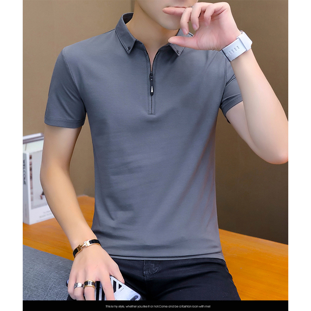 Chemises d'été pour hommes, chemise en coton solide, col rabattu, top t-shirts