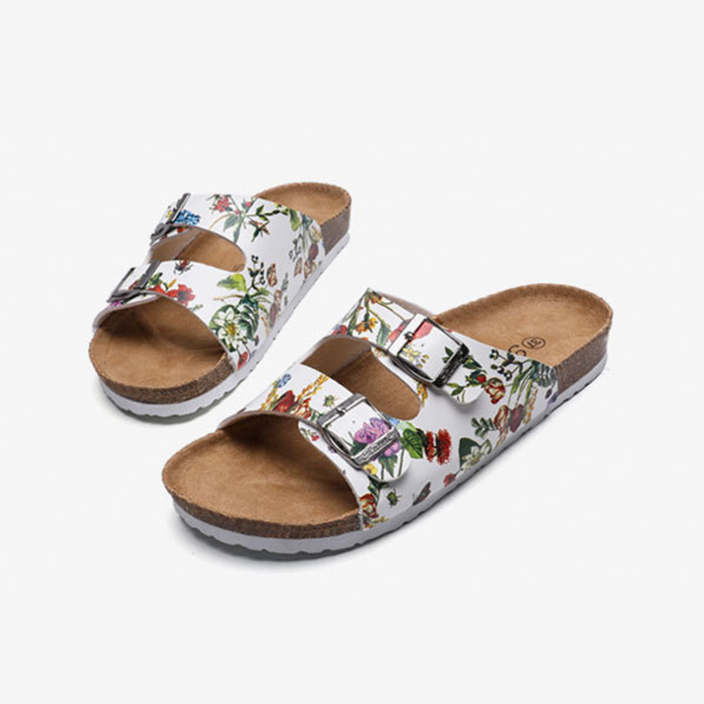 Flora Buckle Strap Hommes et femmes Pantoufles d’été Diapositives unisexes pour sandales de plage pour adultes
