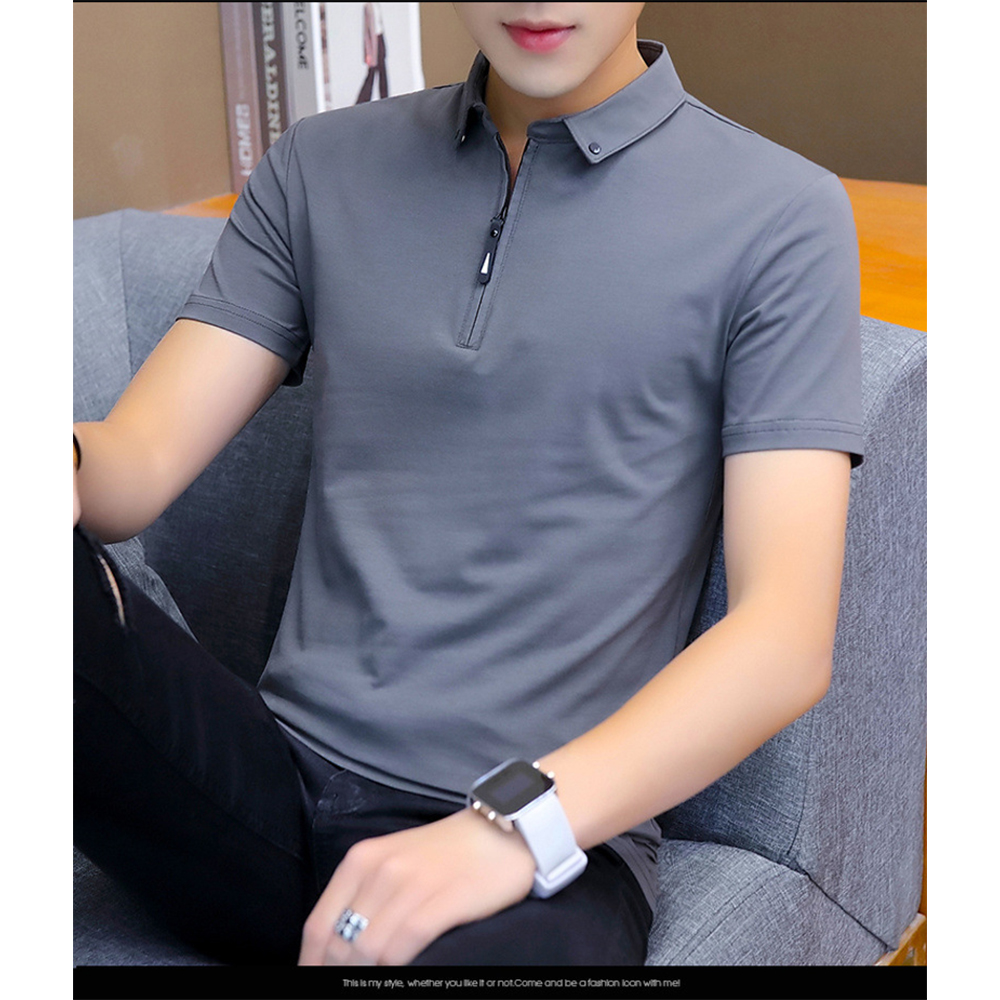 Chemises d'été pour hommes, chemise en coton solide, col rabattu, top t-shirts