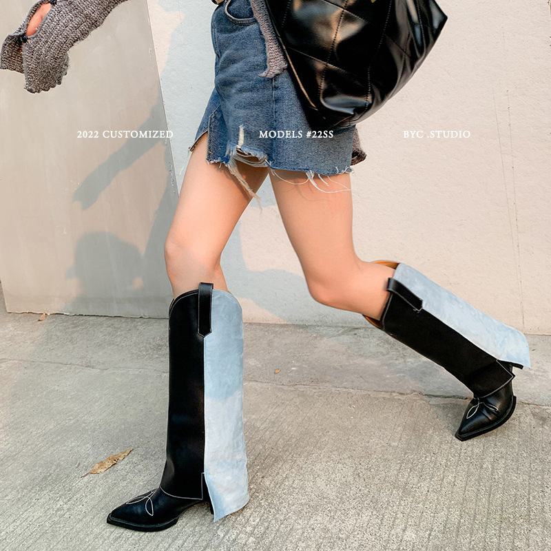 Bottes en cuir femmes bottes hauteur genou Botas De Moto noir Botas Moto Motocross bottes longues pour femmes